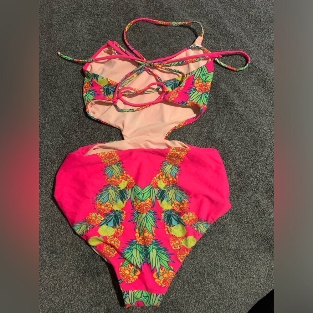 Mara Hoffman Pink Tropical Cutout One-Piece Swimsuit - Picture 5 of 6